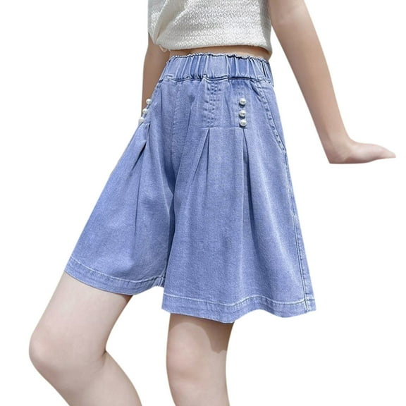 Hiijoy Toddler Girls Pull-On Denim Shorts Lightweight Loose Jean Shorts Skort, Sizes 3-4T