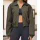 thumbnail image 5 of Chaqueta Corta Holgada para Mujer, con Cremallera, Cortavientos, Cálida, Ideal para Deportes Al Aire Libre y Correr Verde Oscuro L, 5 of 7