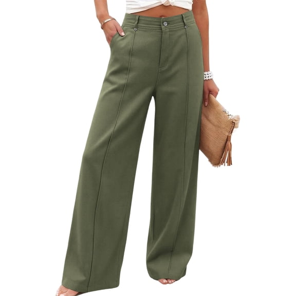 Abomasnow Women's Dressy Jeans Pants Pants High Waisted Straight Wide Leg Pants Work Office Business Casual Slacks Pants with Pockets