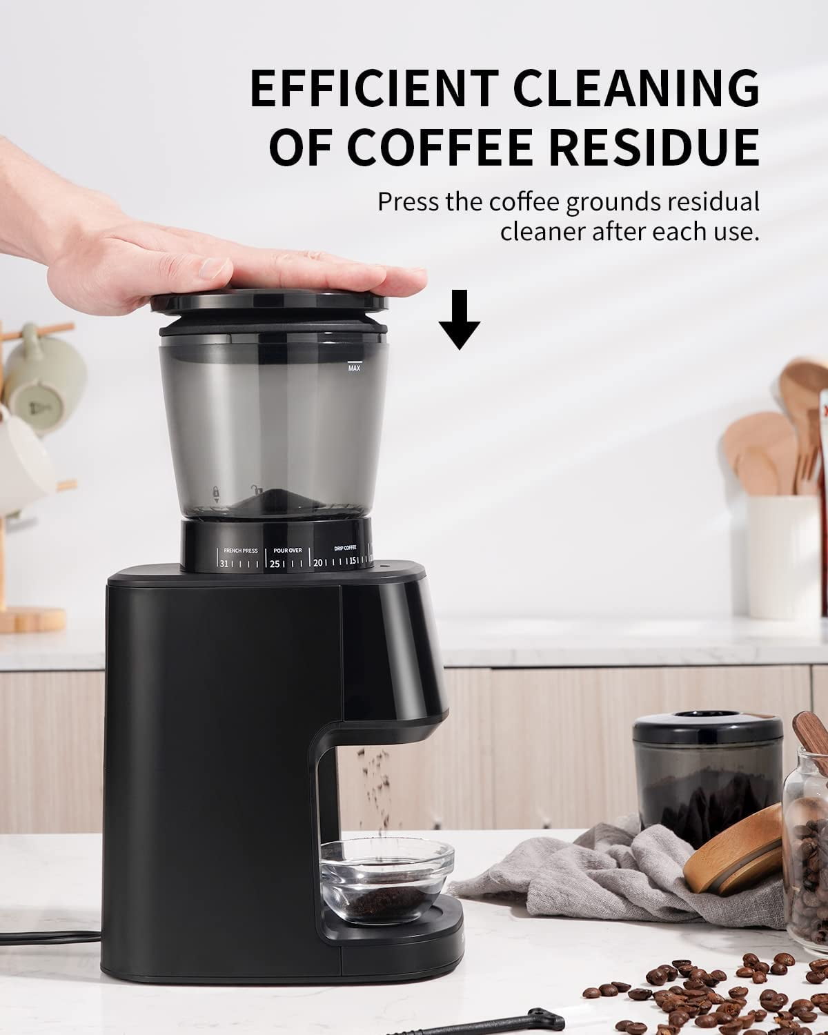 Conical Burr Coffee Grinder for Espresso with Precision Electronic Timer,  30 Degree Setting Coffee Bean Grinder