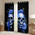 thumbnail image 3 of Manfei Skull Skeleton Curtains and Drapes (52x84), Blue Rose Curtains Pack of 2, Flower Floral Black Out Curtains, Window Curtains Room Decor, 3 of 6