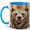 Blue, variant on Jeweled Bear Coffee Mug, Woodland Animal Mug, Ceramic 11 oz