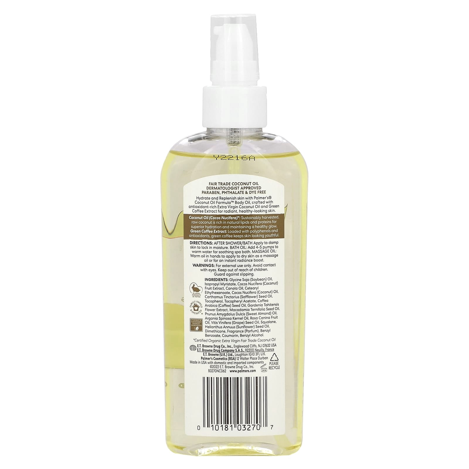 Palmer's, Coconut Oil Formula with Vitamin E, Body Oil, 5.1 fl oz Pack of 4