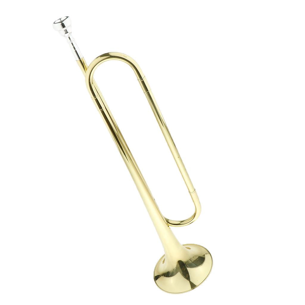 LeeQinersw Durable Brass Youth Kids Students Mini Marching Bugle Trumpet Golden, B Key