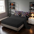 thumbnail image 5 of Manfei Cartoon Sport King Bedding, Baseball Print King Bed in a Bag, MultiColor Black, Black Reversible 7pcs, 5 of 6