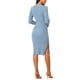 thumbnail image 3 of Vestido de suéter midi ajustado de punto acanalado de manga larga con escote cuadrado para mujer Chic Inspire M Azul, 3 of 6