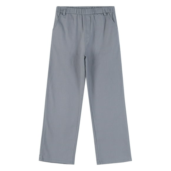 Jowowha Boys Solid Tuxedo Trousers Elastic Waist Chino Pants School Uniform Suit Pants Grey 12