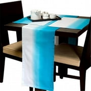 Textrade RPM71501TUS 7 Piece Gradient Runner & Placemat Set, White & Blue