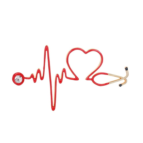jovati Enamel Love Heart Stethoscope Brooch Cartoon Nurse Badge Lapel Pin