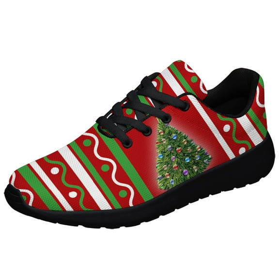Christmas Shoes for Women Christmas Tree Sneakers Men Lightweight Walking Running Sneakers Black Size 3.5