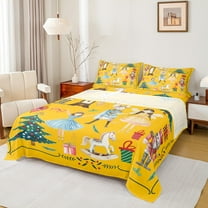 Manfei Retro Nutcracker Soldier Queen Sheet Sets，Merry Christmas Flat Sheet,Kawaii Bow Bowtie Queen Fitted Sheet For Girls,,Microfiber Bedroom Decor,4-Piece