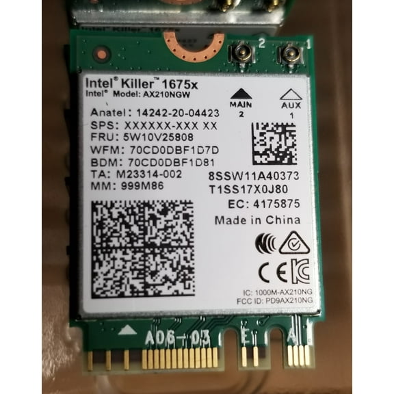 Intel Killer 6E AX1675x 1675 x Tri Band AX210 M.2 2230 Bluetooth 5.2 WiFi Card