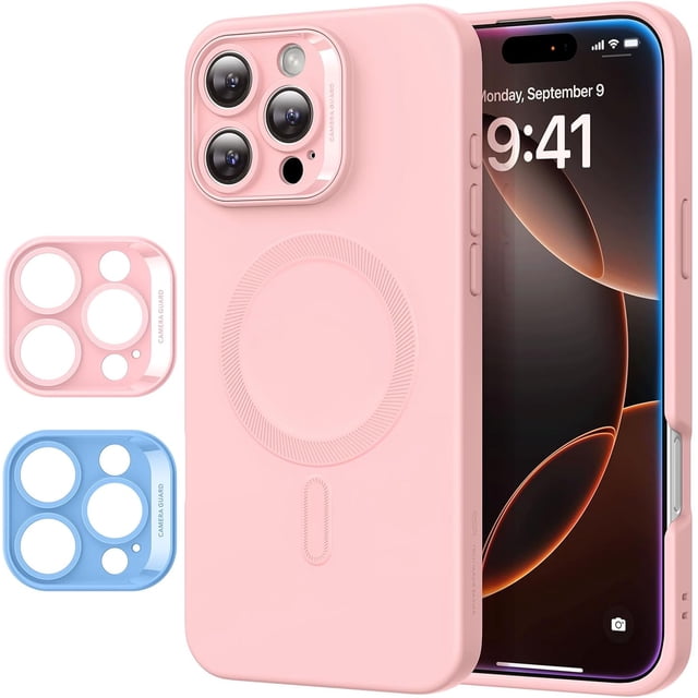 for iPhone 16 Pro Max Case, Compatible with MagSafe, Shockproof Military-Grade Protection, Magnetic Phone Case for iPhone 16 Pro Max, Classic Hybrid Case (HaloLock), Clear,Pink