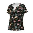 thumbnail image 2 of Goofa Cute Rabbit And Flower Pattern Womens Deep V Neck Low Cut Tops Casual Summer Short Sleeve Ribbed Knit T-Shirts-X-Large, 2 of 5