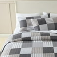 thumbnail image 4 of Quilt Set King Size, 3 Pieces Bedspread Coverlet Plaid Patchwork Quilt Farmhouse King Size Comforter Set Lightweight Bedding with 2 Pillow Covers Shams for All Season Gray Brown White, 4 of 6