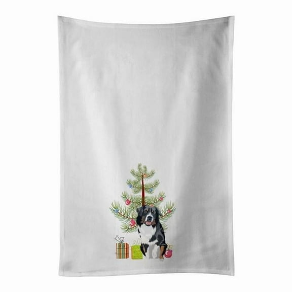 Carolines Treasures WDK2945WTKT 28 x 19 in. Unisex Australian Shepherd Black Tricolor No.1 Christmas White Dish Towels Kitchen Towel - Set of 2