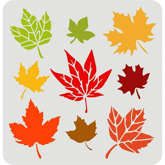 Maple Leaves Stencils 11.8x11.8inch Autumn Leaves Stencil Plastic Leaf Pattern Stencil Reusable Fall Leaf Stencils for Painting on Wood Floor Wall DIY Farmhouse Home Decor DIY