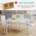 thumbnail image 5 of Lofka 5-Piece Square Dining Table Set for 4, White Tempered Glass Kitchen Table with High Back Chairs for Dining Room, 5 of 8