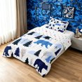 thumbnail image 2 of Manfei Forest Bear Twin Comforter Sets, Waterclor Rustic Animal Bedding Set, White Navy, Polkadot Reversible, 2 Pieces, 1 Comforter and 1 Pillowcase, 2 of 7