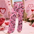 thumbnail image 4 of LWavelet Soft Fabric Heart Pattern Wide Leg Pants Women Valentine's Day Daily Wear Hot Pink XXL, 4 of 6