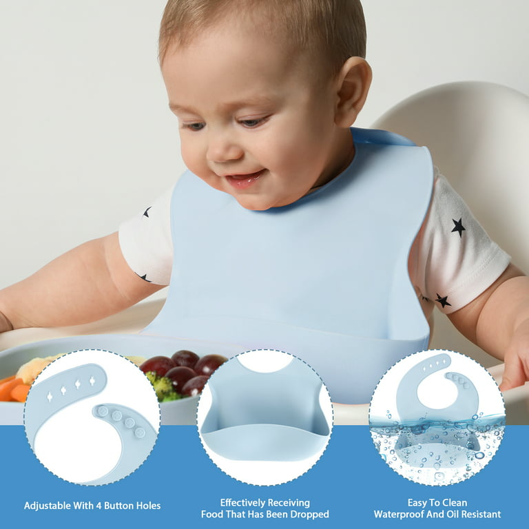 Daily Kitchen Baby Feeding Supplies 8 Piece Set – Toddler Plates and Bowls  Set Silicone Baby Feeding Set for Weaning – Baby Eating Supplies Include