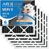 18x20x1 Air Filter Odor Eliminator Carbon Filter MERV 8 Comparable to MPR 700 & FPR 5 AC HVAC Premium USA Made 18x20x1 Furnace Filters by AIRX FILTERS WICKED CLEAN AIR. 6 Pack