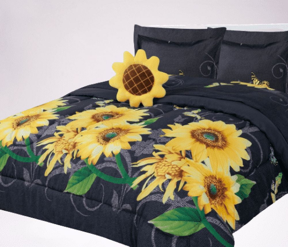 Bedding all season sunflower black bed in bag twin size plushie toy