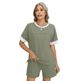 thumbnail image 2 of Conjuntos de Verano Cómodos con Bolsillos, Corte Holgado, Diseño de Bloques de Color, Conjuntos de 2 Piezas con Cintura con Cordón. Verde XL, 2 of 8
