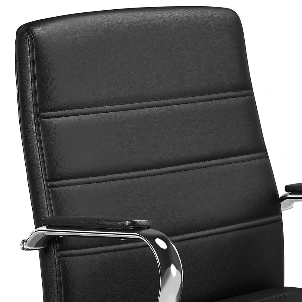 Yaheetech Mid-Back PU Leather Adjustable Office Chair with Arms, Black