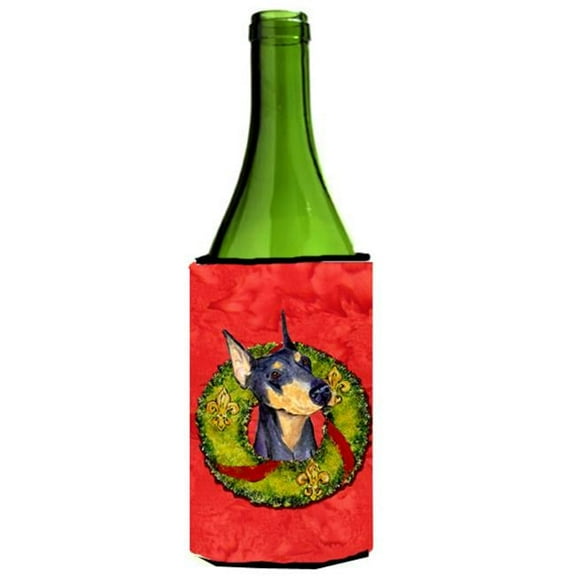 Doberman Christmas Wreath Wine bottle sleeve Hugger - 24 oz.
