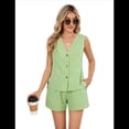 thumbnail image 3 of Traje Corto de Dos Piezas para Mujer, de , con Cuadros, Color Verde, Talla XL, 3 of 7