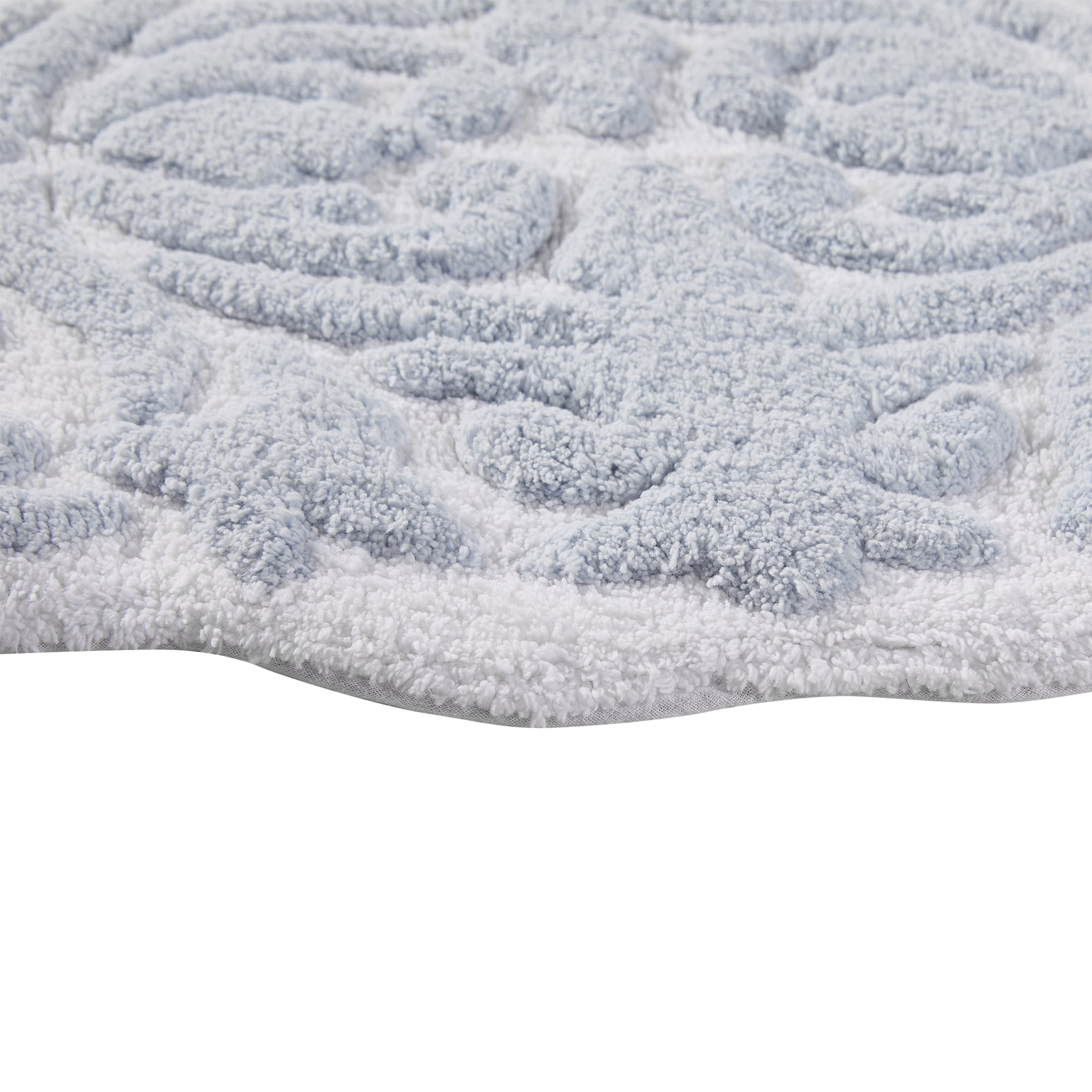 My Texas House Mallory Blue Medallion Cotton Tufted Bath Rug Runner, 24" x 60"