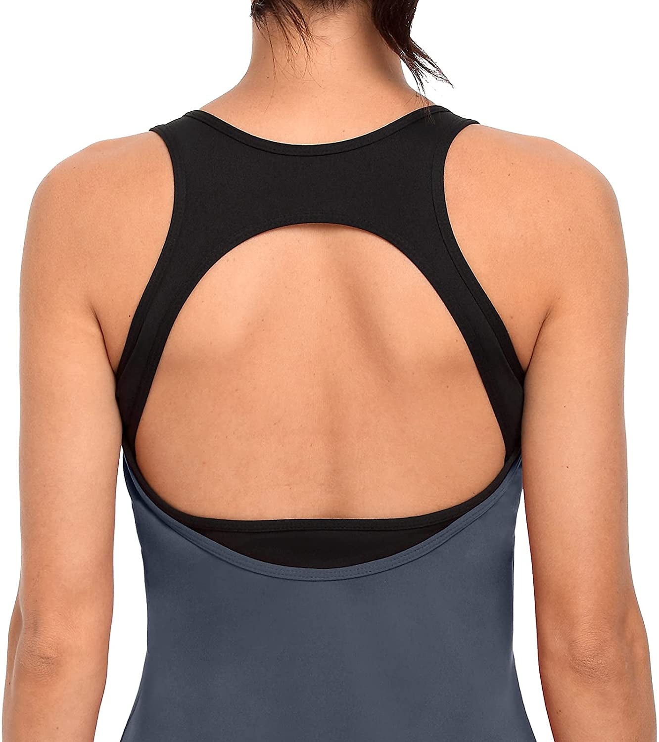 Women's Open Back Workout Tank Top with Built in Bra Athletic Yoga Running  Shirt