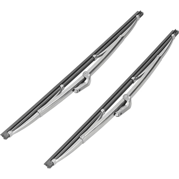Universal 12in/30.48cm Windshield Wiper Blades, Stainless Steel Windshield Wiper Blades Polished Silver Set Universal for Front Blades