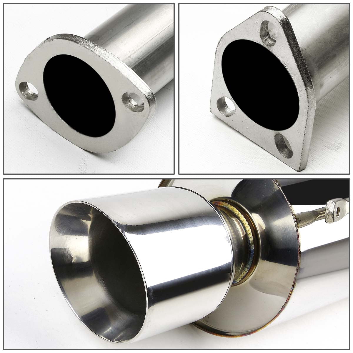 DNA Motoring For 00-05 Mitsubishi Eclipse 2.4 4G64 Catback Exhaust System 4.5" Rolled Muffler Tip