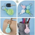 thumbnail image 4 of 4 Color Nautical Rope Keychain Cotton Ball Wooden Beads Wound with Cotton Thread Handmade Weaving Keychain with Golden Iron Keyring Pendant, 4 of 6