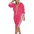 thumbnail image 1 of Innerwin Sweatsuits Jacket And Shorts Women Two Piece Outfit Sports Long Sleeve Regular Jogger Set Rose Red S, 1 of 2