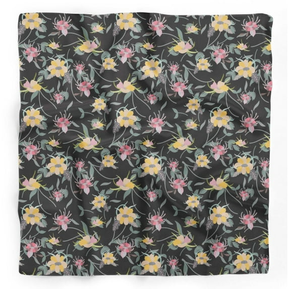 Soimoi Black Velvet Fabric Artistic Leaf & Floral Print Fabric by Yard 58 Inch Wide