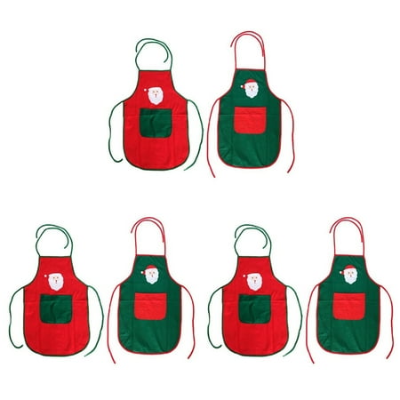 

Gregiular 6 pcs Xmas Santa Cooking Apron Half Body Apron Sleeveless Serving Aprons Housework Apron for Home Restaurant Coffee (Red and Green)