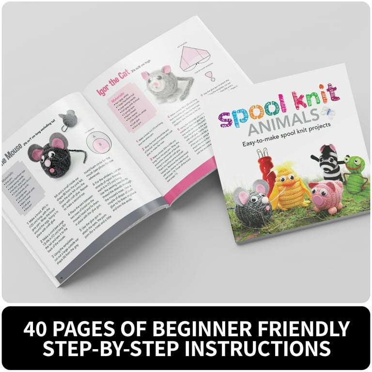 SpiceBox Children's Activity Kits Make & Play Spool Knit Animals, Craft Kit  for Kids, 19 Unique Animals To Create 