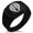 Black, variant on Stainless Steel Nabeshima Samurai Crest CZ Ribbed Needle Stripe Pattern Biker Style Polished Ring