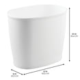 thumbnail image 4 of iDesign Small Oval Plastic Bathroom Trash Can, Made in USA, 12'' x 8'' x 10'', White, 4 of 5