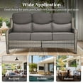 thumbnail image 3 of Planntonneo Patio Sofa All-Weather Wicker Deep Seating Outdoor Couch with 6-inch Cushions, Grey/Grey, 3 of 6