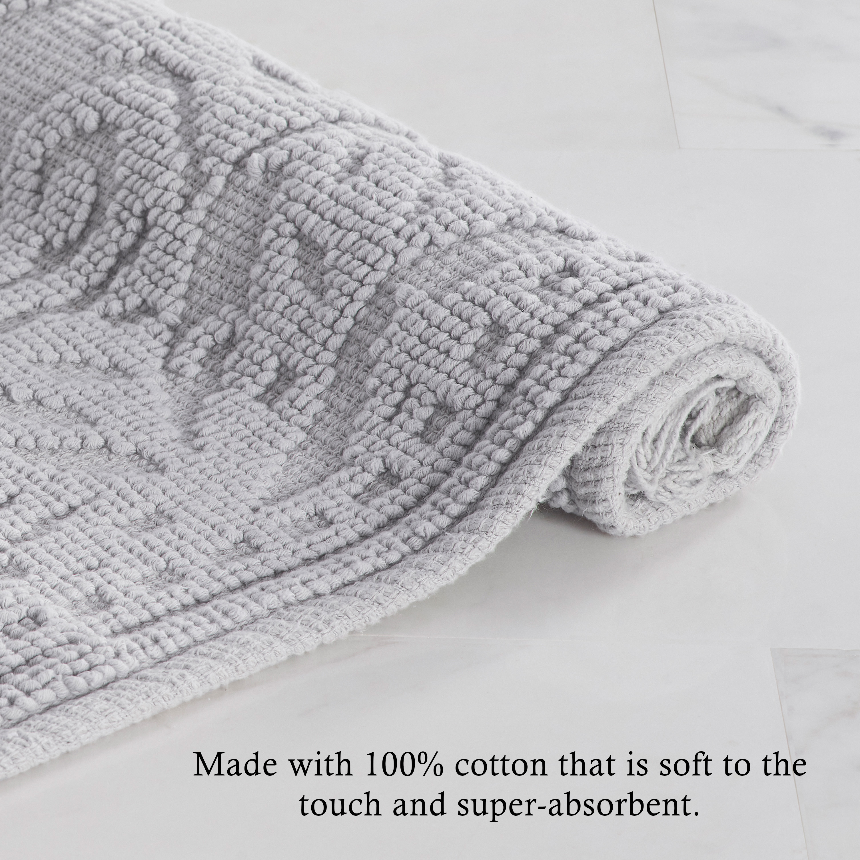 Jean Pierre Ricardo Cotton Fringe 27 x 45 in. Bath Rug, Light Grey