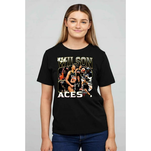 Las Vegas Aces Back-to-Back Champions A'ja Wilson T-shirt up to size 5XL.