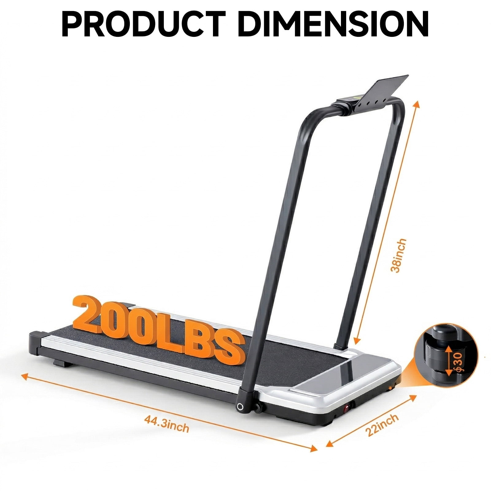 Alvantor 3-in-1 Compact Under Desk Treadmill, Quiet Walking Pad for Home & Office, 2.25HP Motor, Remote Control, LED Display, 200 lbs,(Silver/Black)