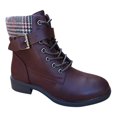 thumbnail image 1 of Bota de piel para mujer Adomicilies Brown-7145 con diseño escocés, 1 of 4