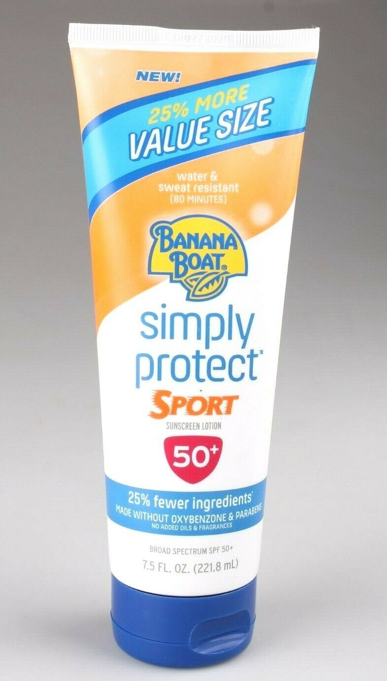 Banana Boat Simply Protect Sport Sunscreen lotion, SPF 50+, 25 Fewer