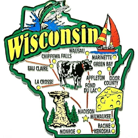 Wisconsin Jumbo State Map Fridge Magnet