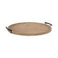 thumbnail image 5 of Kate and Laurel Bruillet Farmhouse Wood Round Ottoman Tray, 24 x 22, Rustic Brown, Circle Coffee Table Tray for Living Room Decor or Large Serving Tray, 5 of 9